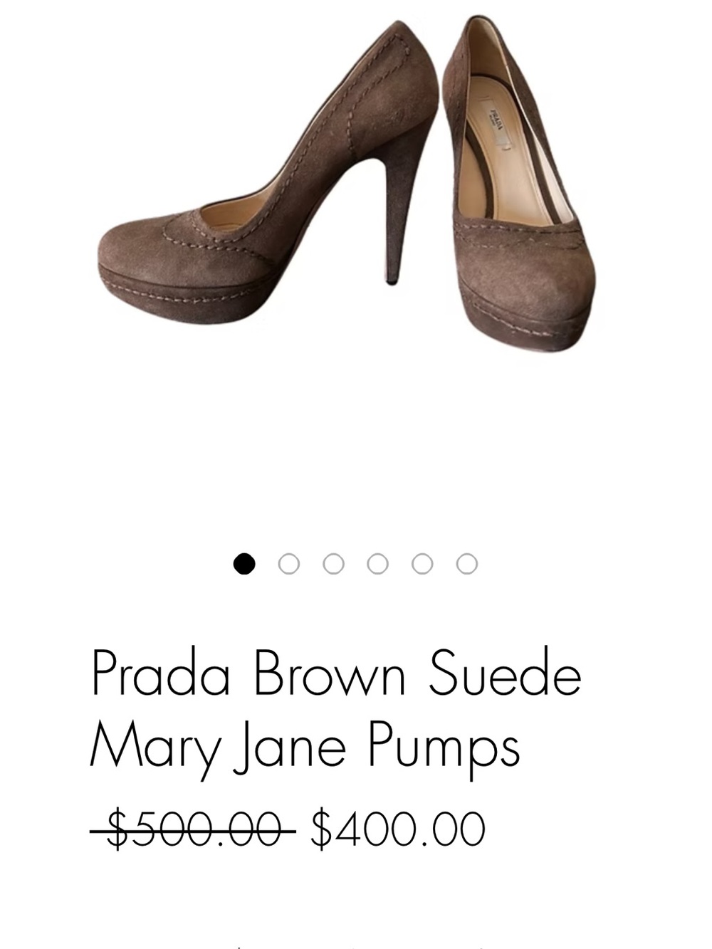 Prada Taupe Suede Mary Jane Platform Pumps size 8. Compare to other listing $400 - Picture 2 of 10